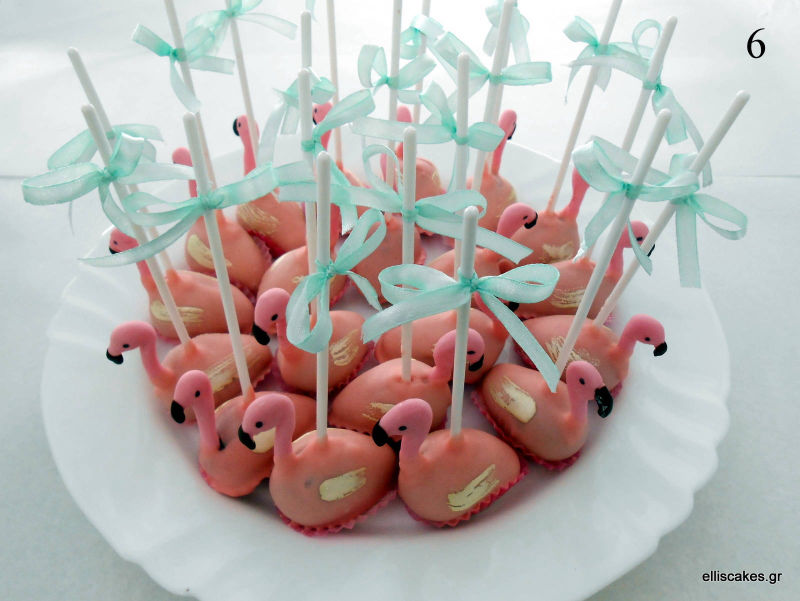 flamingo cake pops